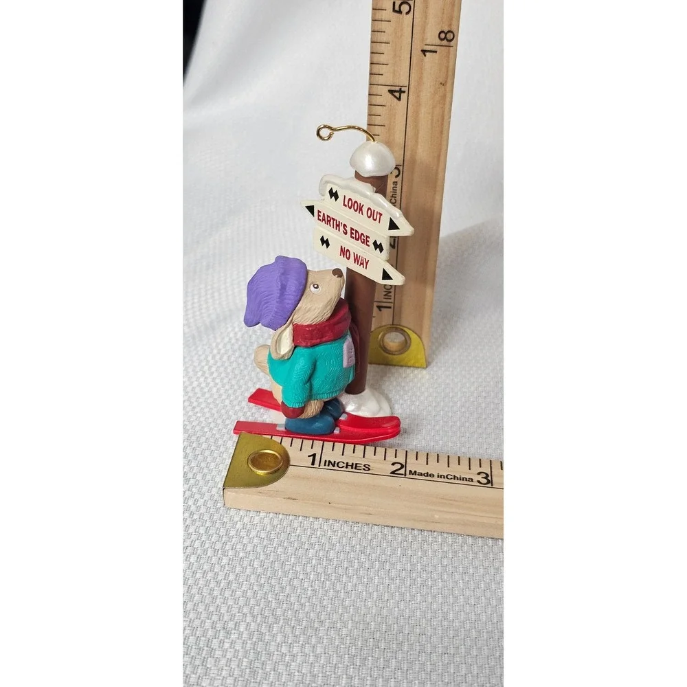 VTG Hallmark Keepsake 1994 Skiing Bunny Rabbit Christmas Ornament Winter Sign